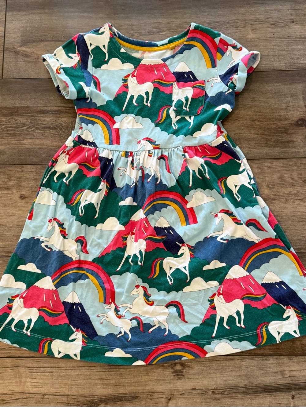 Mini Biden Girls' Rainbow Unicorn Print Dress - size 7/8 - Pockets!